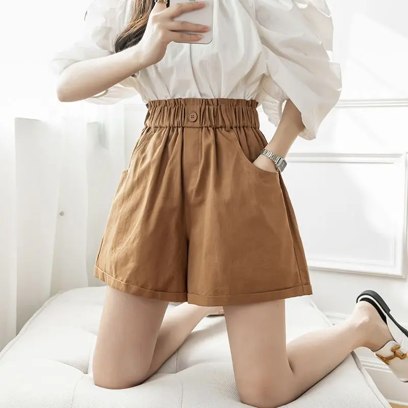 High Waist Womens Shorts Yellow Baggy Loose Short Pants for Women To Wear Elastic Wide Outdoor Y2k Harajuku Trend 2023 Clothing