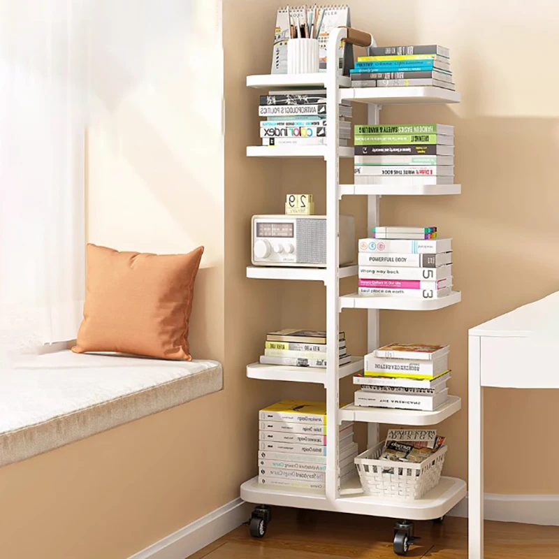 Элегантный скандинавский книжный шкаф на колесах вертикальный металлический