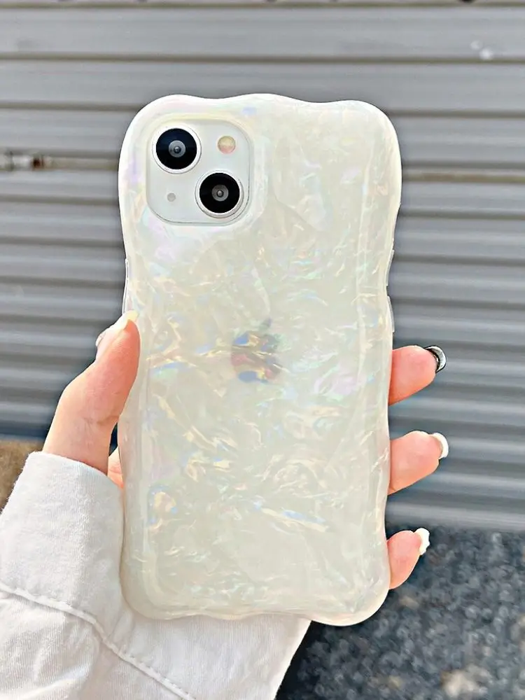 

For iPhone 14 Pro Max Case Luxury Glitter Laser Conch Shell 3D Wave Bumper Clear Phone Cover for iPhone 13 Pro Max 11 12 Silicon
