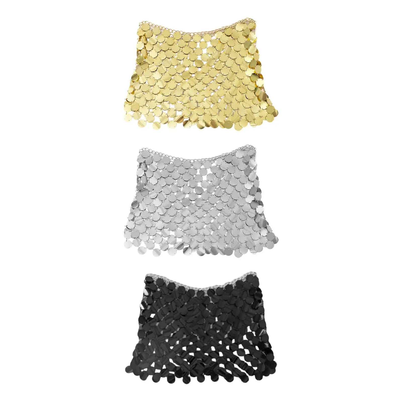 

Sequin Skirt Cover up Short Skirt Waist Chain Body Chain for Rave Nightclub