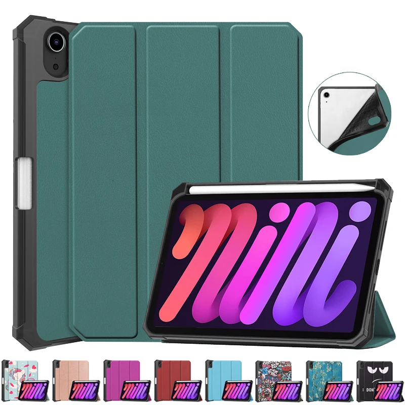 

Трехслойная Подставка для iPad Mini 2021, умный чехол с держателем для ручки, чехол для iPad Mini 6-го поколения, мягкая задняя крышка из ТПУ