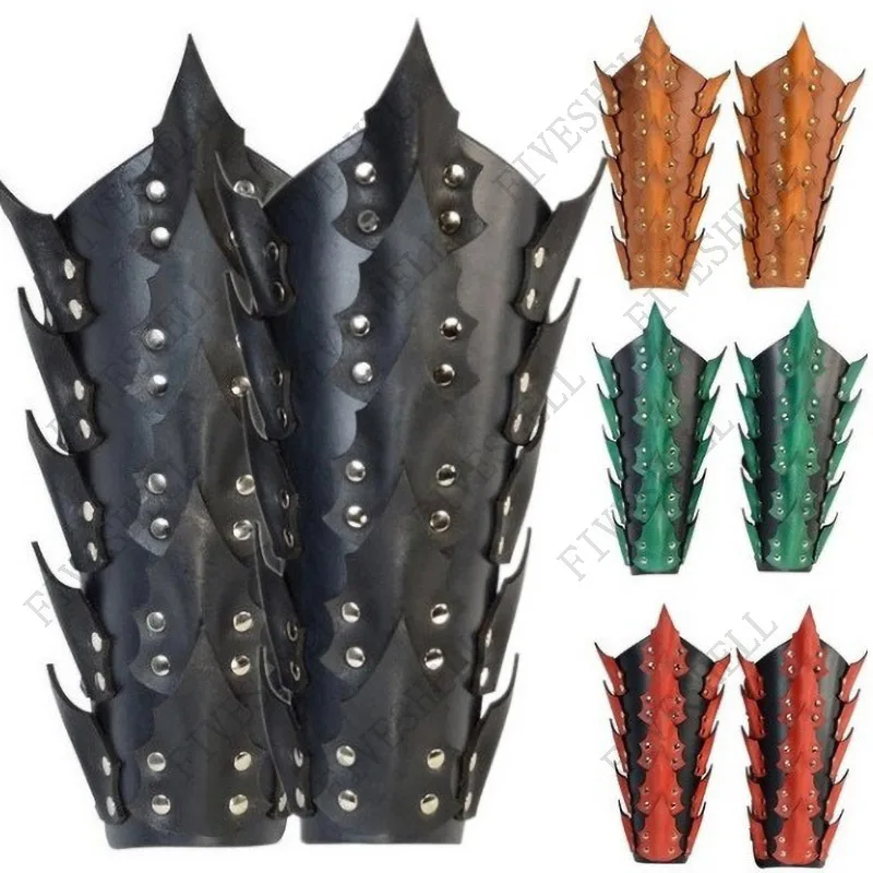

Medieval King Gauntlet Fantasy Larp Arm Guard Armor Cuff PU Leather Scale Bracer Viking Warrior Knight Costume For Men Women