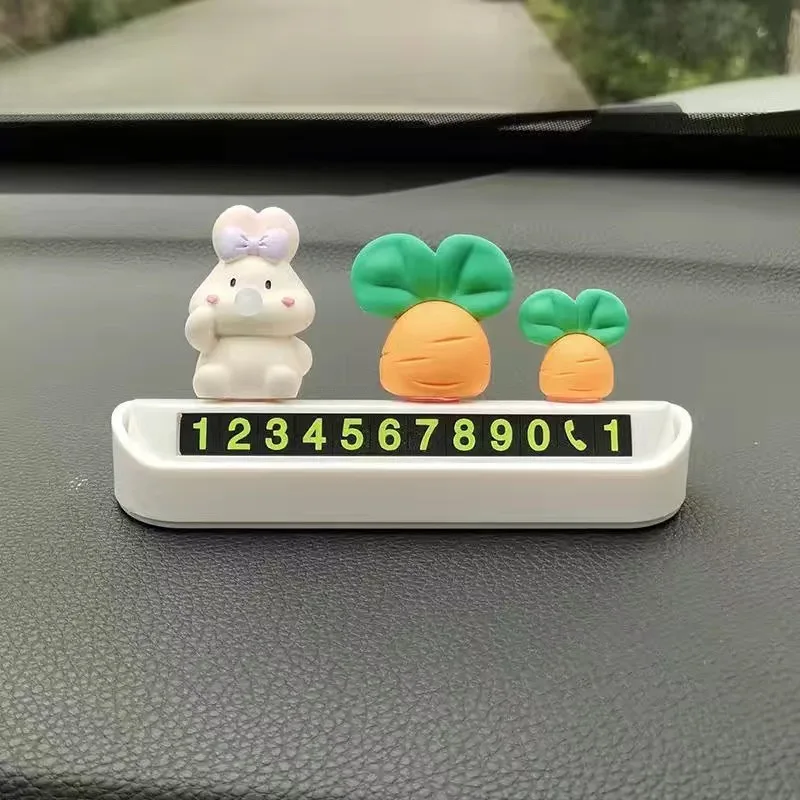 

Cute Rabbit Car Accessories Interior Woman Car Decor Car Temporary Parking Sign Car Interior Decoration Anime Car Accessories