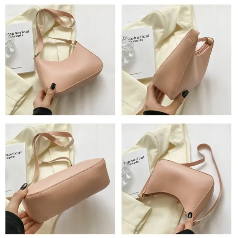 

New Women Fashion Handbags Retro Solid Color PU Leather Shoulder Underarm Messenger Bag Casual Women Hobos Handbags Сумка