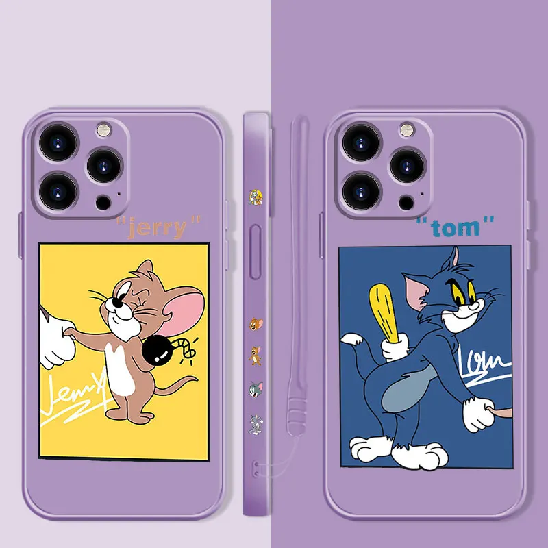 

Tom and Jerry Shake Hands Liquid Candy Silicone Phone Case For iPhone 13 12 11 Pro Max Mini X XR XS Max 7 8 6 6s Plus SE Shell