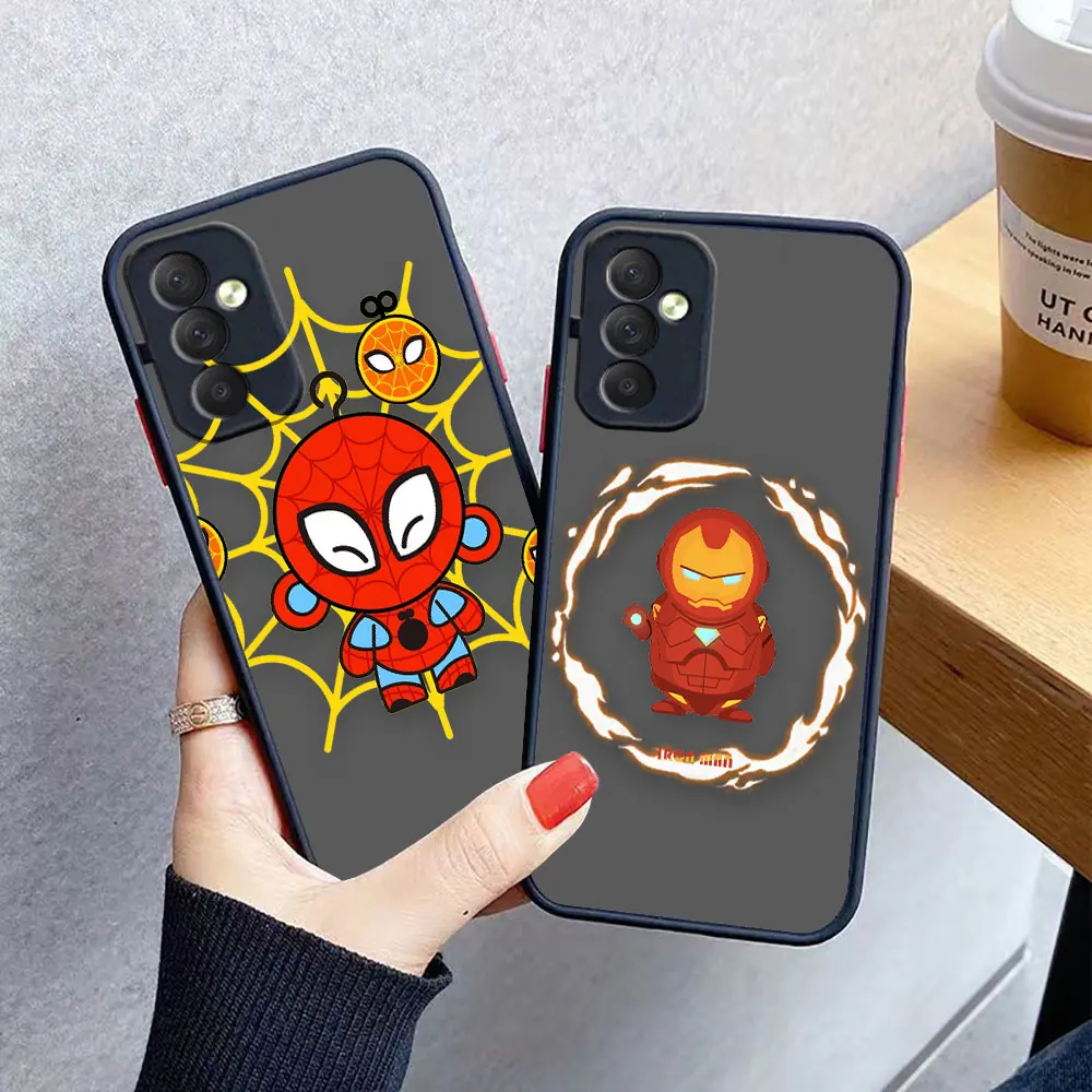 

Matte Case for Samsung Galaxy M62 M53 M52 M51 M33 M32 M31 M30S M23 5G J8 J7 J6 J5 Case Marvel Cartoon Hero Spider-Man Lron Man