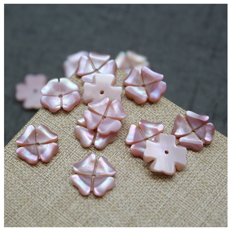 

200pcs Natural Shell Beads 10mm White Butterfly Shell Pink Four Petal Flower Beads DIY Earrings Hair Clip Jewelry Accessories