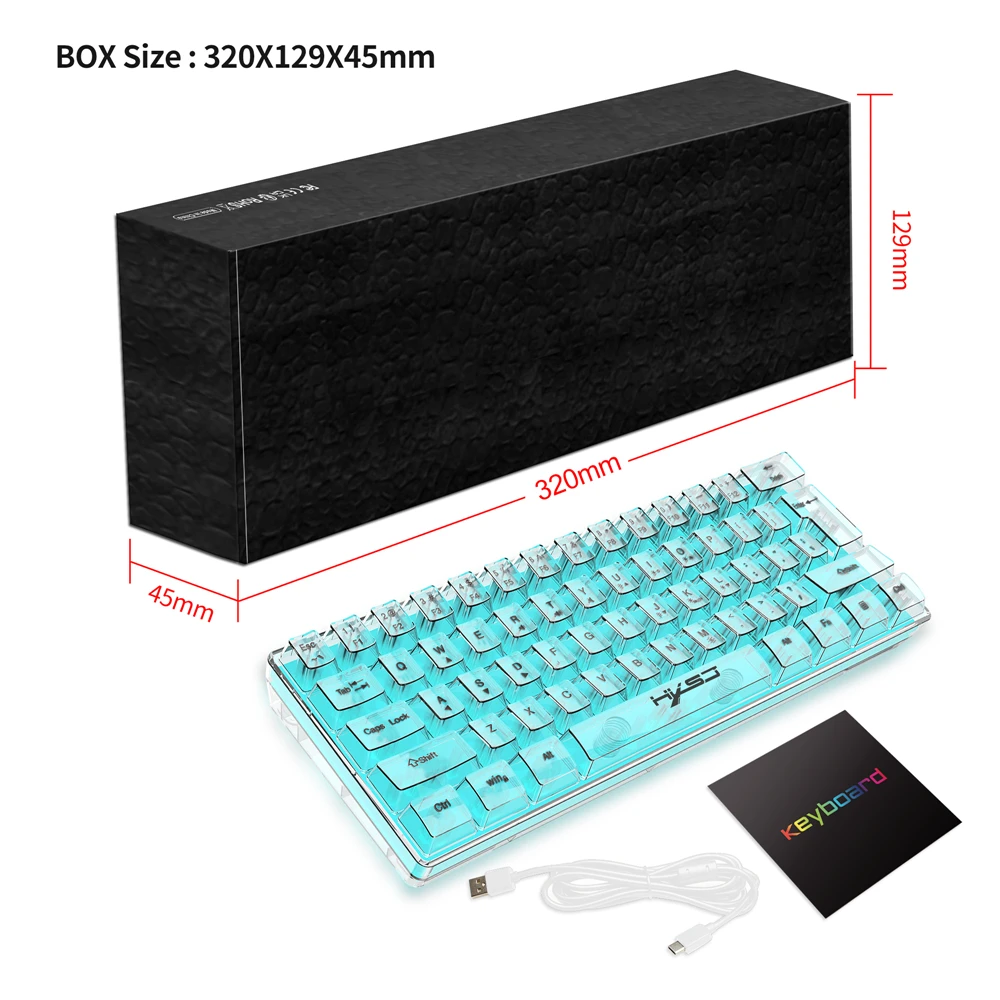 Проводная игровая клавиатура HXSJ V700 компактная мини-клавиатура с RGB-подсветкой 61