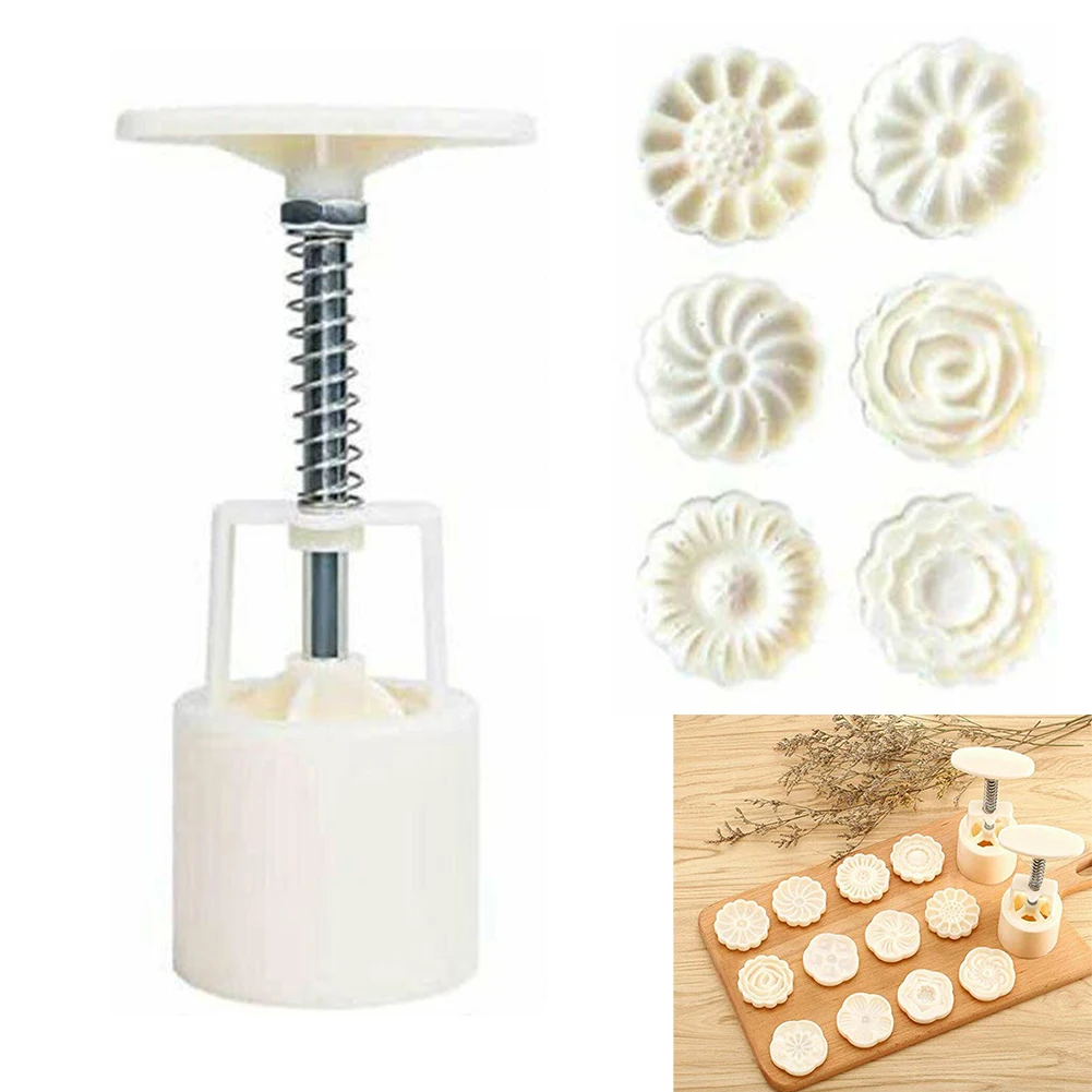 

Brand New Mooncake Mold Kitchen Tools Make Mooncake Cookies Wedding Supplies 6 Different Shape Stamps 6.2 X 2 Inch