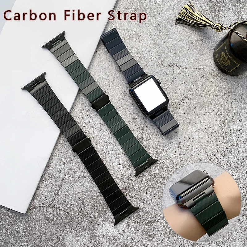 

Carbon fiber Strap for Apple Watch Band 41mm 45mm 40mm 44mm 38mm 42mm Bracelet for iWatch Series 7 6 5 4 Accessories Watchband