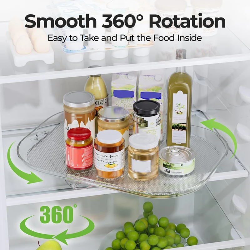 2Pack Lazy Susan Turntable Organizer For Refrigerator Rotating Rectangular Cabinet Pantry Kitchen Durable S