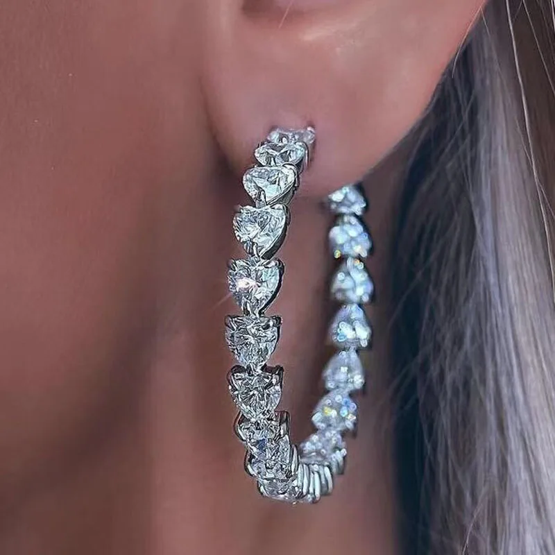 

Женские серьги-кольца из серебра 925 пробы, с фианитом