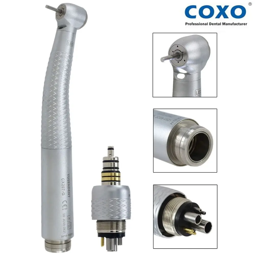 

COXO Dental High Speed Turbine Handpiece Fiber Optic LED For GW Coupling 6 Holes Standard Head H16-WSPQ Handpiece