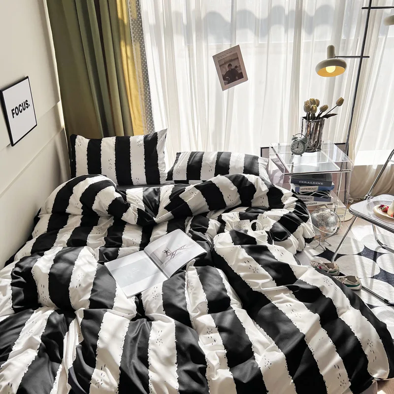 

Stripe Series Printed 3pcs/4pcs Bedding Sets Duvet Cover Bed Flat Sheet Pillowcases Bedclothes King Queen Sizes Comforter Sets