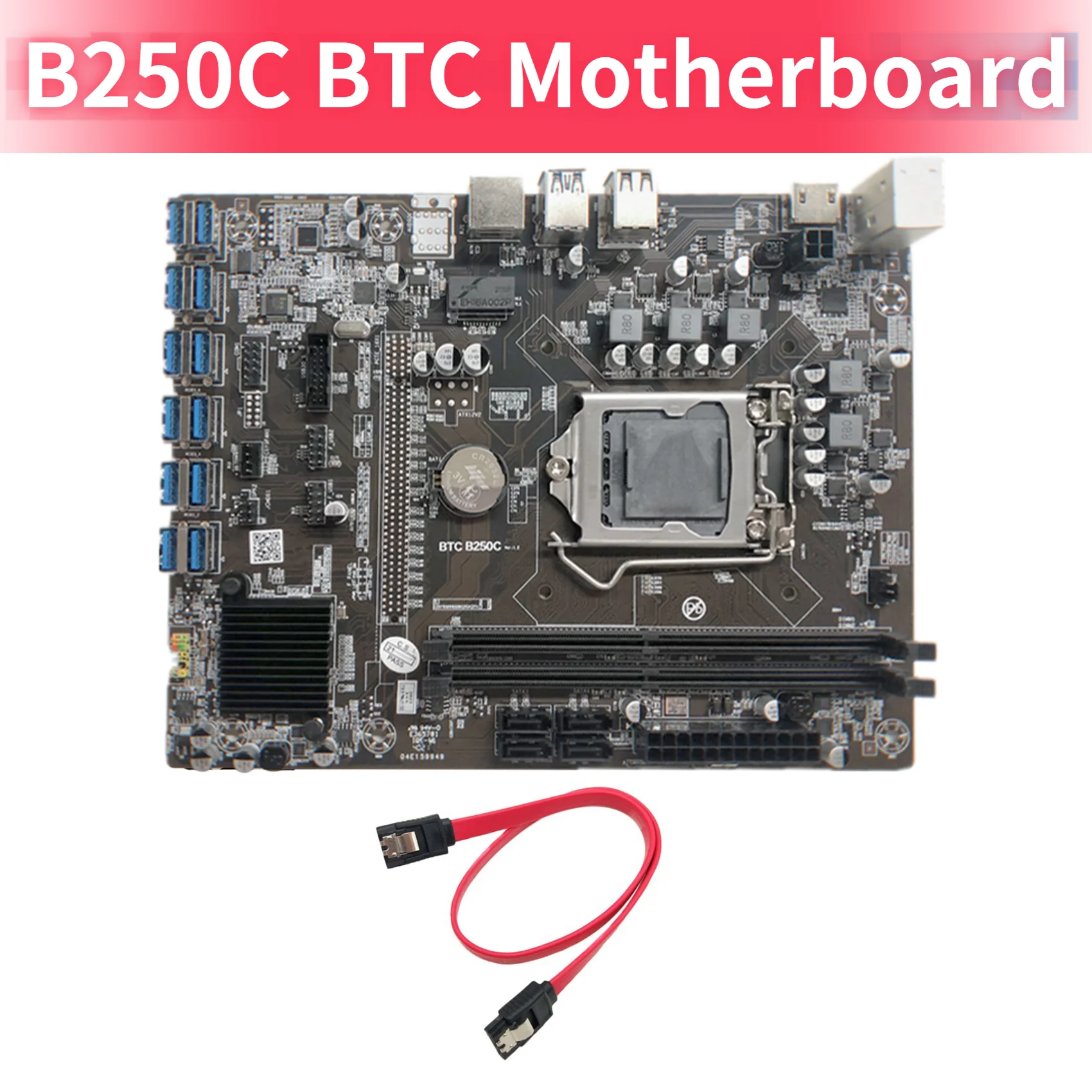 

2021 New b250c btc Mining Motherboard 12XPCIE to USB3.0 Graphics Card Slot LGA1151 Supports DDR4 DIMM RAM Computer Motherboard