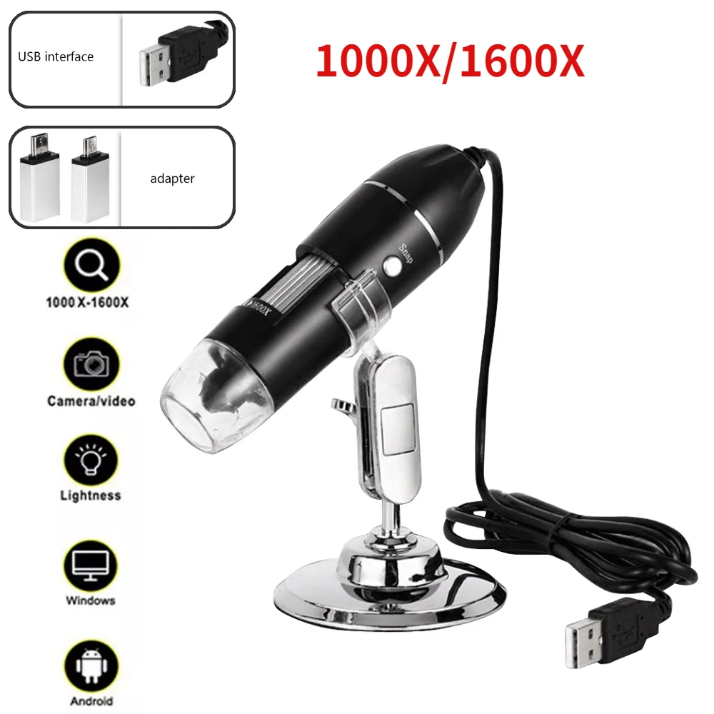 Digital Microscope Camera 1600X 3in1 Type-C USB Portable Electronic Microscope For Soldering LED Magnifier For Cell Phone Repair