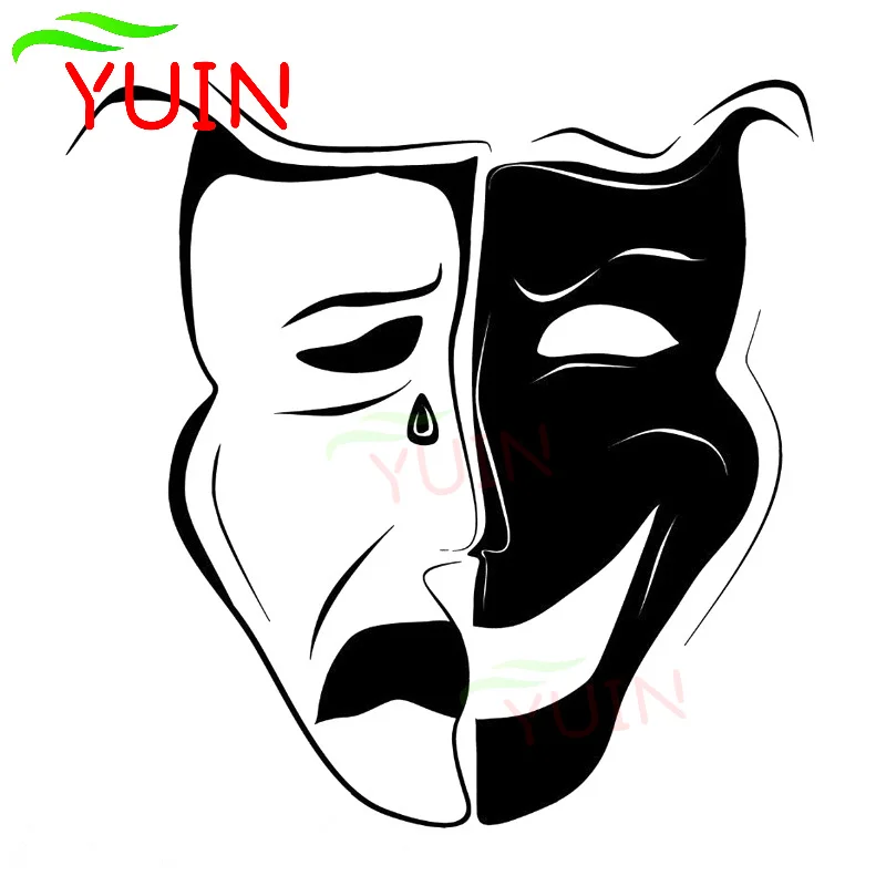 

Car Sticker Theater Mask Crying Smile Decal Creative Design Accessories PVC Body Decoration Waterproof Anti-ultraviolet Decals