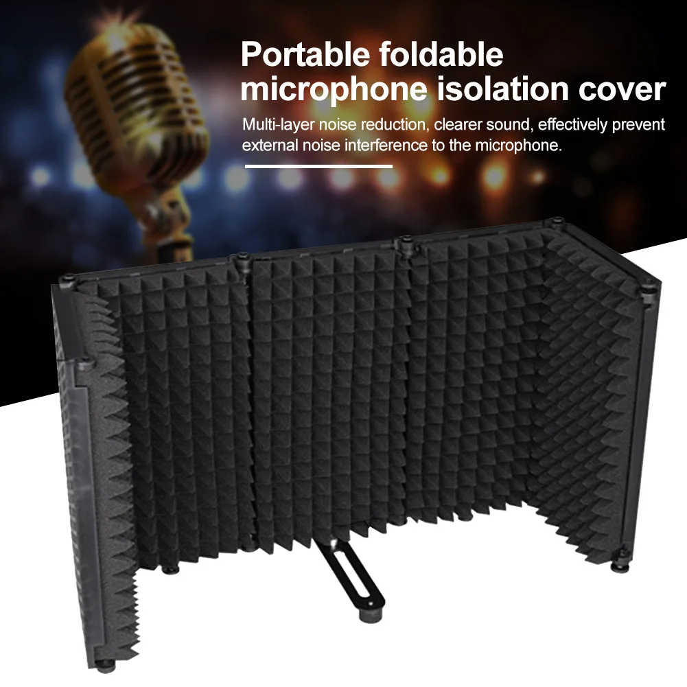 

Foldable Portable Windscreen ABS Soundproof Microphone Isolation Shield Professional Noise Reduction Adjustable Angle Filter