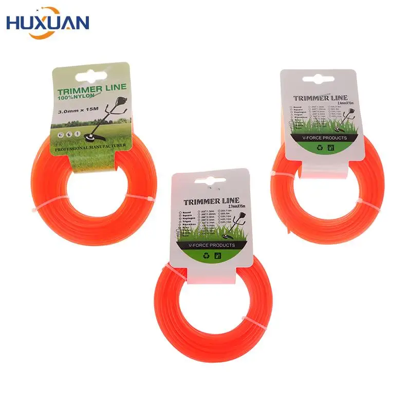 

15m*2.4mm/2.7mm/3mm Mowing Nylon Grass Trimmer Rope Brush Cutter Trimmer Line Mowing Wire Garden Lawn Mower Accessory