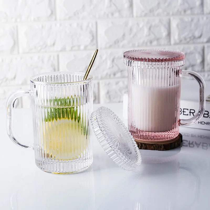 

350ml Glass Cup with Transparent Bubble Tea Cup Juice Glass Beer Coke Can Milk Mocha Cups Breakfast Mug Drinkware with Cover