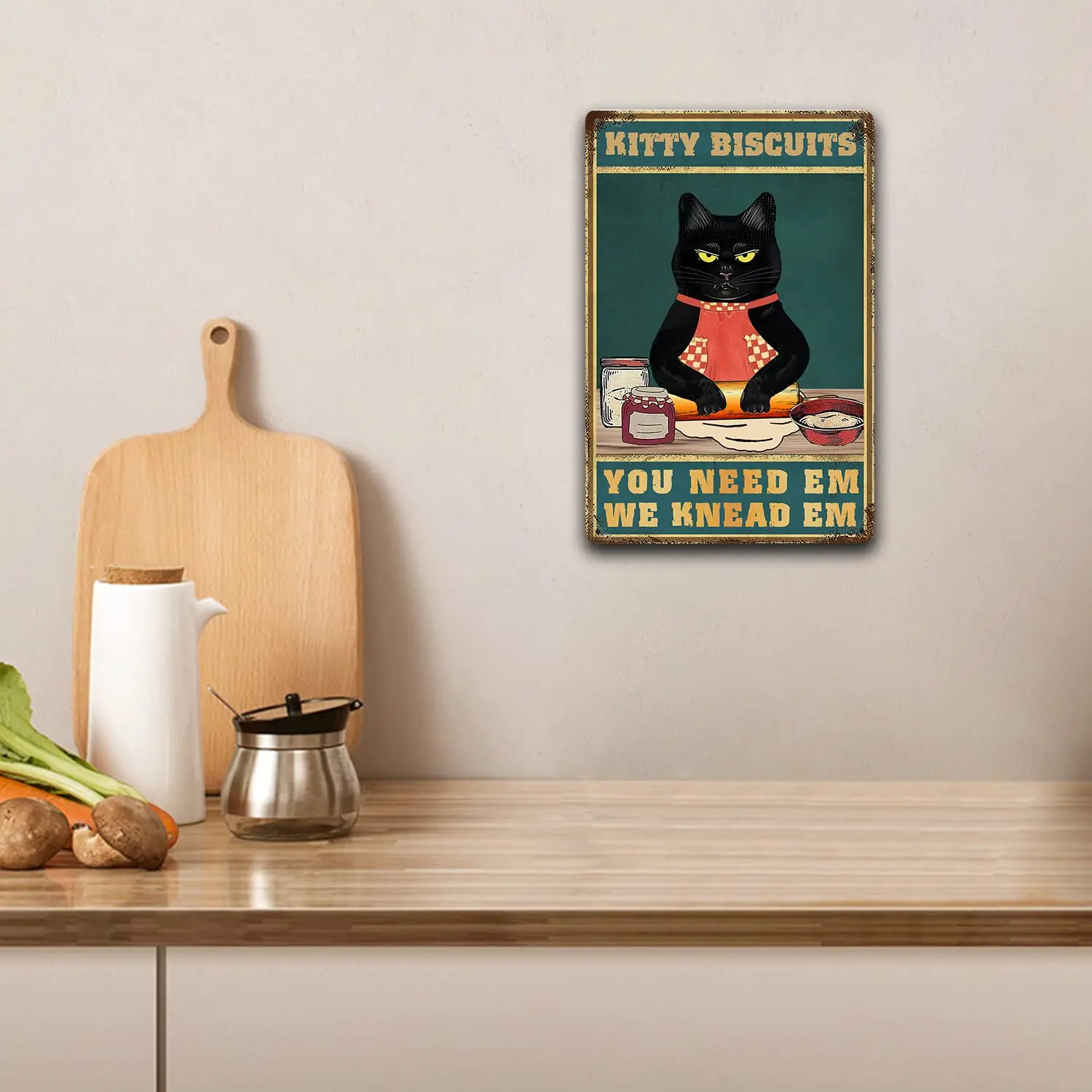 MLOVOS винтажный кухонный Декор Черный кот металлический жестяной знак Kitty