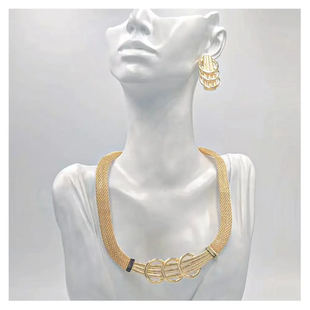 

African 24K Gold Color Jewelry Collection For Women Dubai Bride Wedding Wife Gift Gem Necklace Bracelet Earrings Ring Jewelry Co