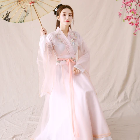 Женская Китайская одежда Hanfu для традиционных танцев, одежда для принцессы, сказочные платья династии Тан