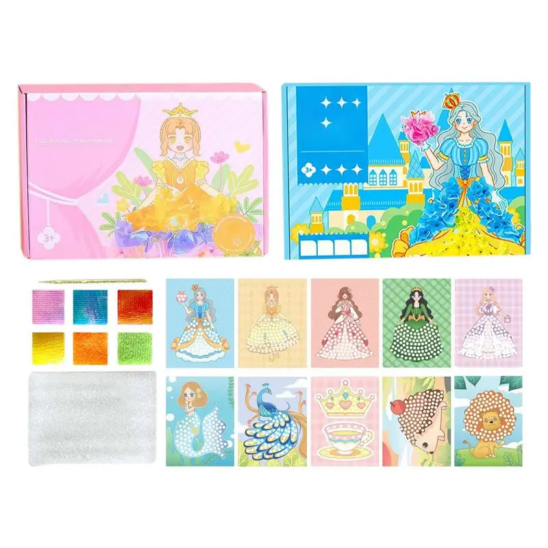 

Poke Art Painting Kit DIY Toys Girls Handmade Poking Princess Dress Up Craft Drawing Book Educational Poke Book Christmas Gift