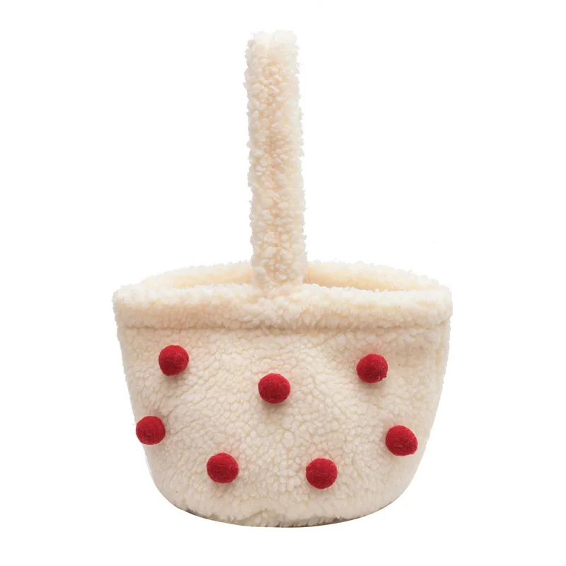 

Lamb Hair Bucket Bag Soft Shoulder Bags For Women Winter 2022 Japanese And Korean Fashion Plush Kawaii Large Ladies Handbags