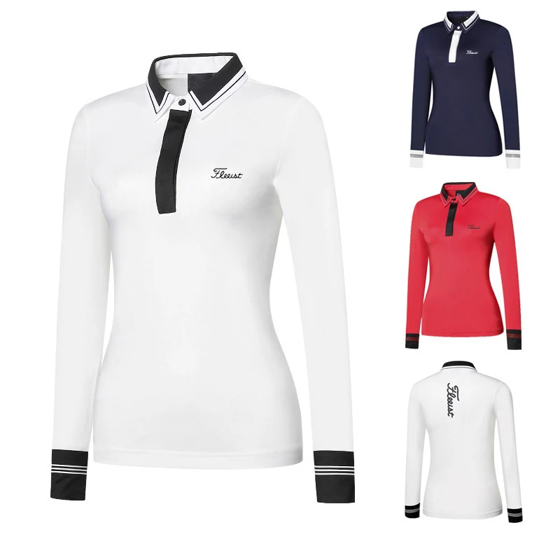 

Быстросохнущая женская футболка с длинным рукавом на осень и зиму с отворотом быстросохнущая облегающая Повседневная дышащая Футболка Топ для гольфа одежда для гольфа