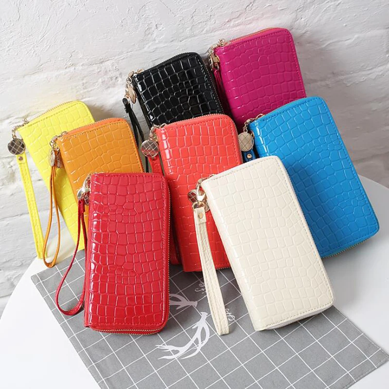 

New Phone Purses Women Wallets Big Female Purse Leather Brand Retro Ladies Long Woman Wallets Card Clutch Double Zipper