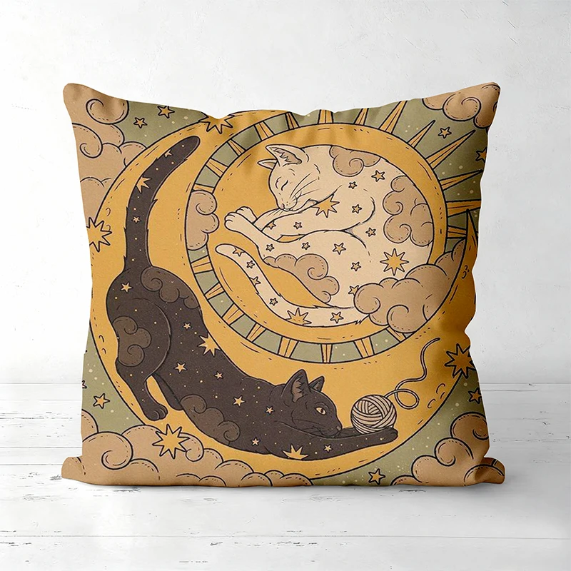 

Декоративные подушки Live By Sun Love By Moon с принтом котов