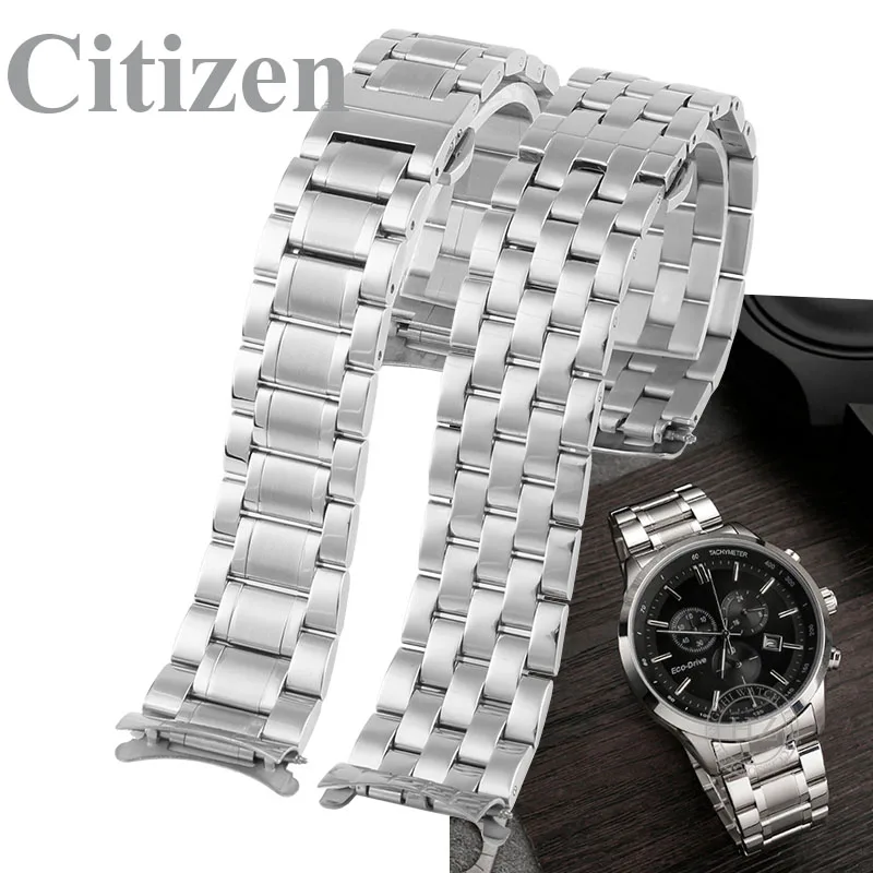 Citizen Light Kinetic Watch Strap 21mm Silver For Citizen AT2140 Stainless steel watch Band Men's butterfly clasp Bracelet
