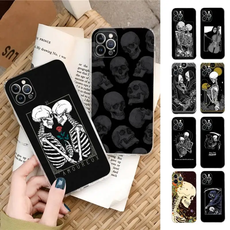 

Skull Skeleton Phone Case For iPhone XR X XS Max 14 13 Pro Max 11 12 Mini 6 7 8 plus SE 2020 Printing Cover