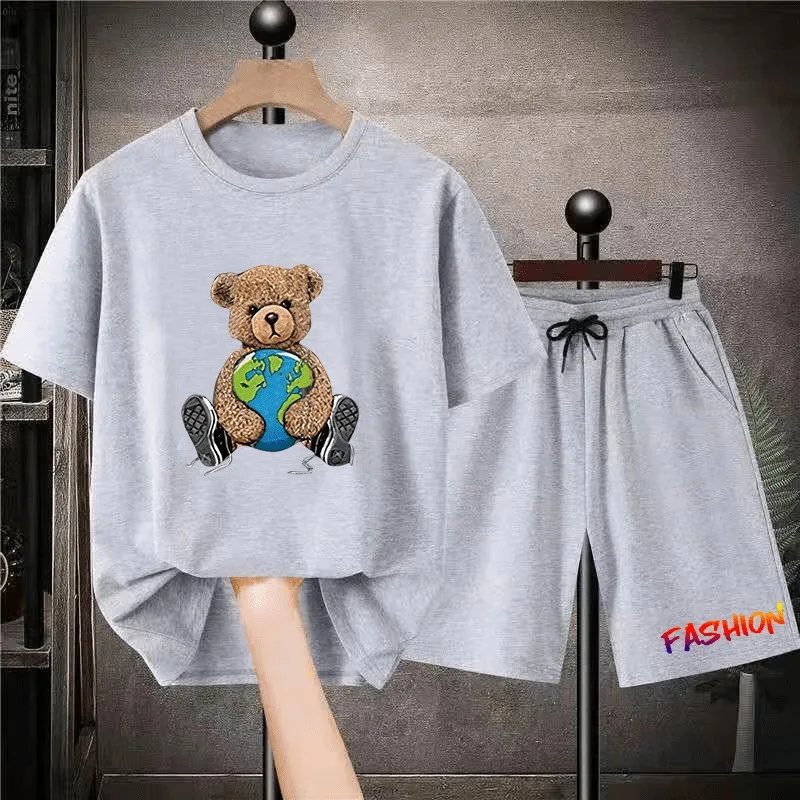 2023 Funny Bear Harajuku T-Shirt Men's Summer T-Shirt Short Sleeve T-Shirt Men's Summer Comfortable Daily Couple Suit Short Slee