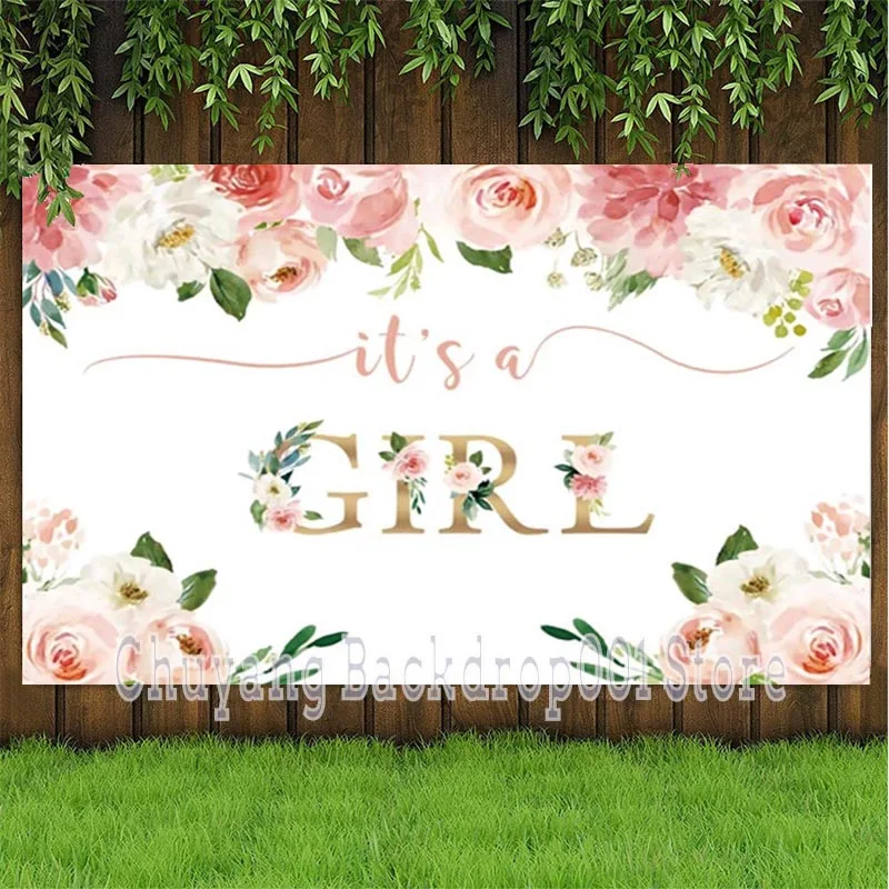 It Is A Girl Backdrop Princess Pink Flower Girls Birthday Party Custom Photography Backgroundvinyl Photophone Photocall Prop