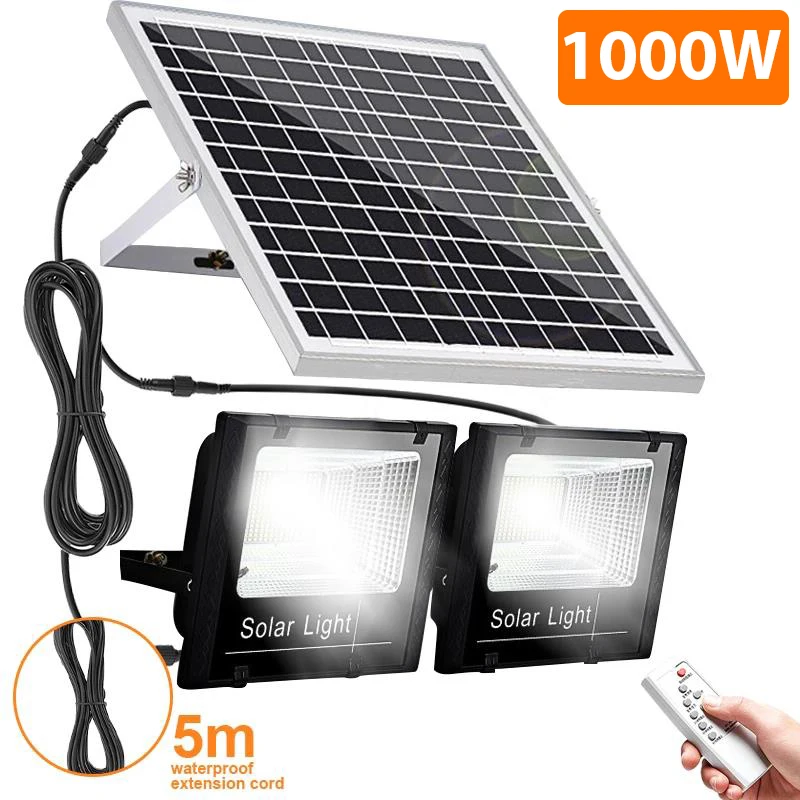 2 head outdoor solar spotlights Aluminum Waterproof Super Bright Solar Street Flood Wall Light With Remote Exterior solar lights