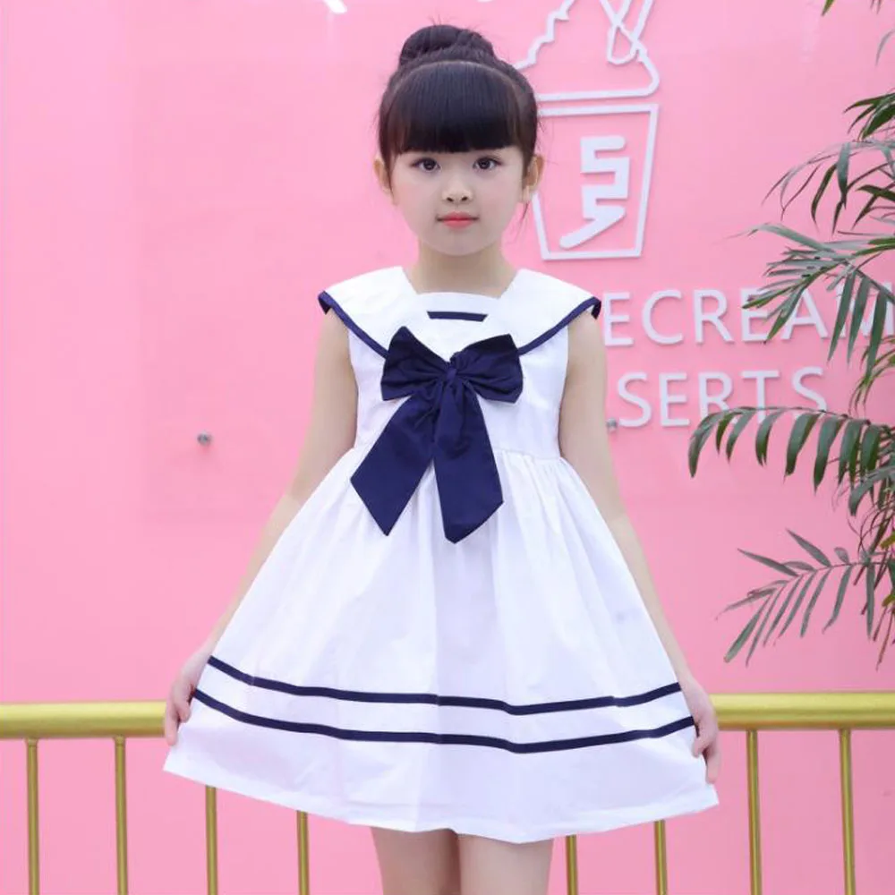 

Dress girls clothes fashions navy collar student trendy sweet temperament 2-10 years old beibei high-quality children's clothing