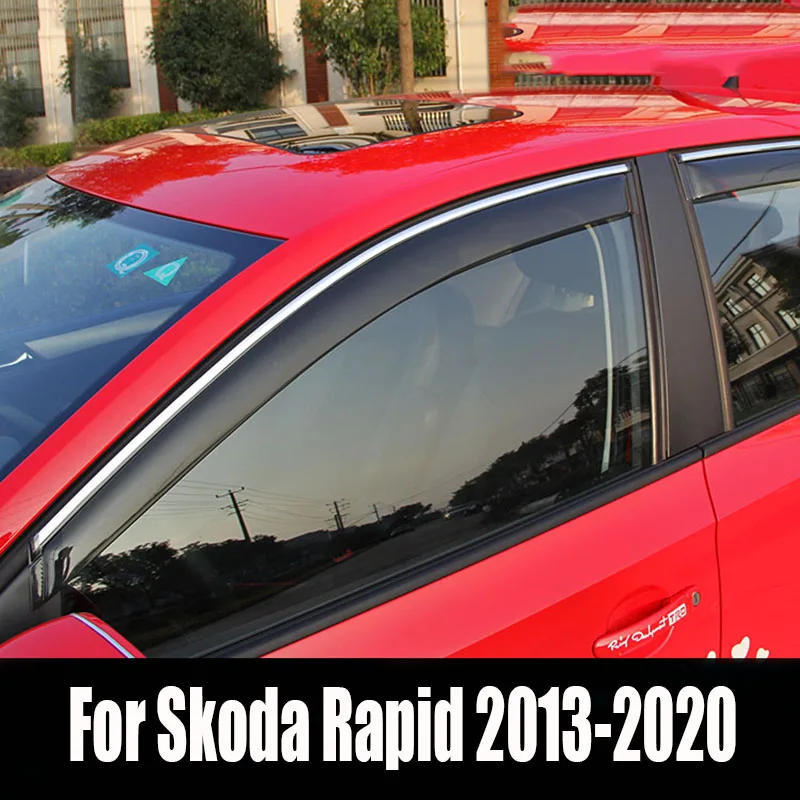 Car Wind Deflector For Skoda Rapid 2013 2014 2015 2016 2017 2018 2019 2020 Car Window Deflector Visor Vent Rain Guard