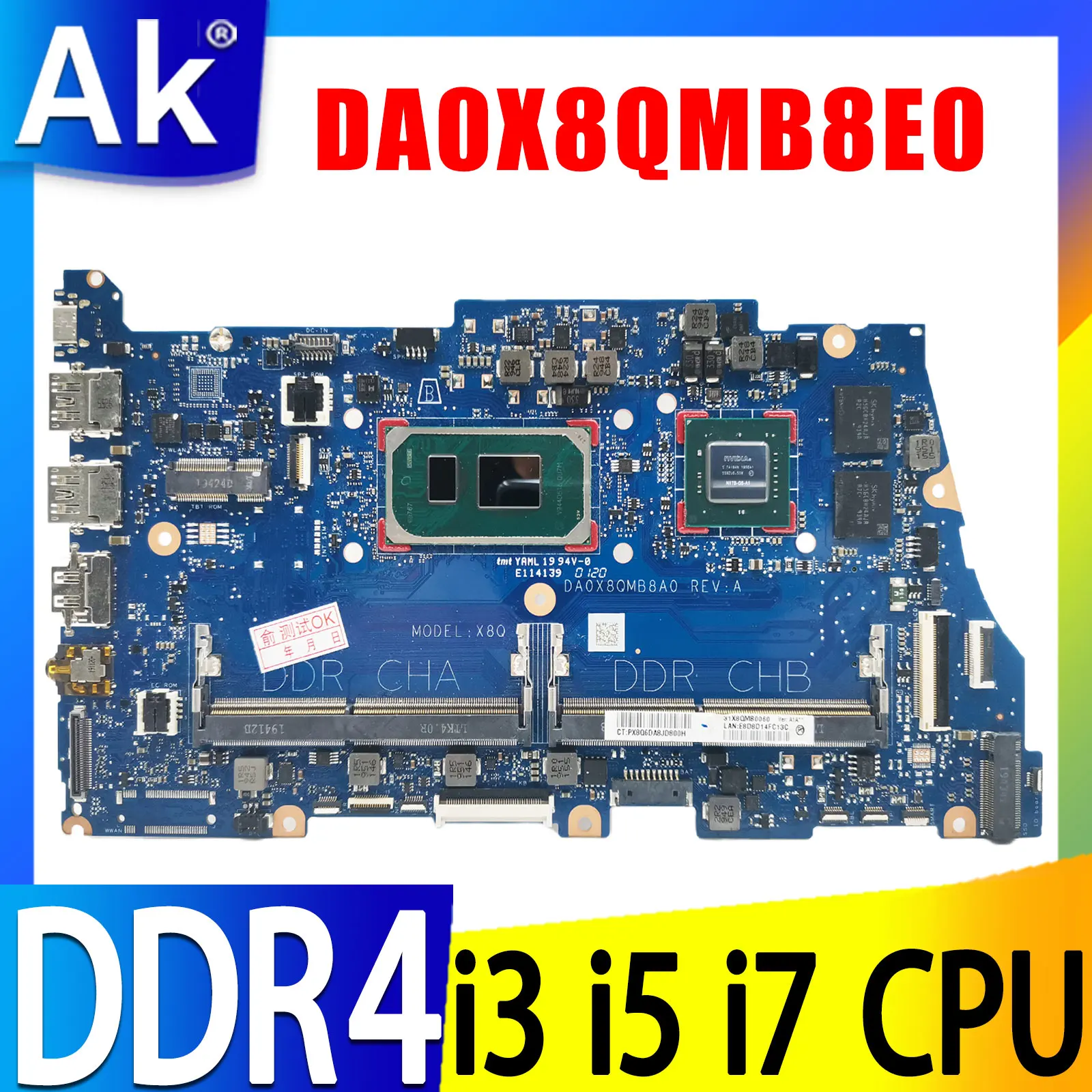 

DA0X8QMB8E0 REV:E For HP ProBook 650 G8 Laptop Motherboard With Intel Core i3 i5 i7 CPU DDR4 100% Fully Tested DA0X8QMB8A0