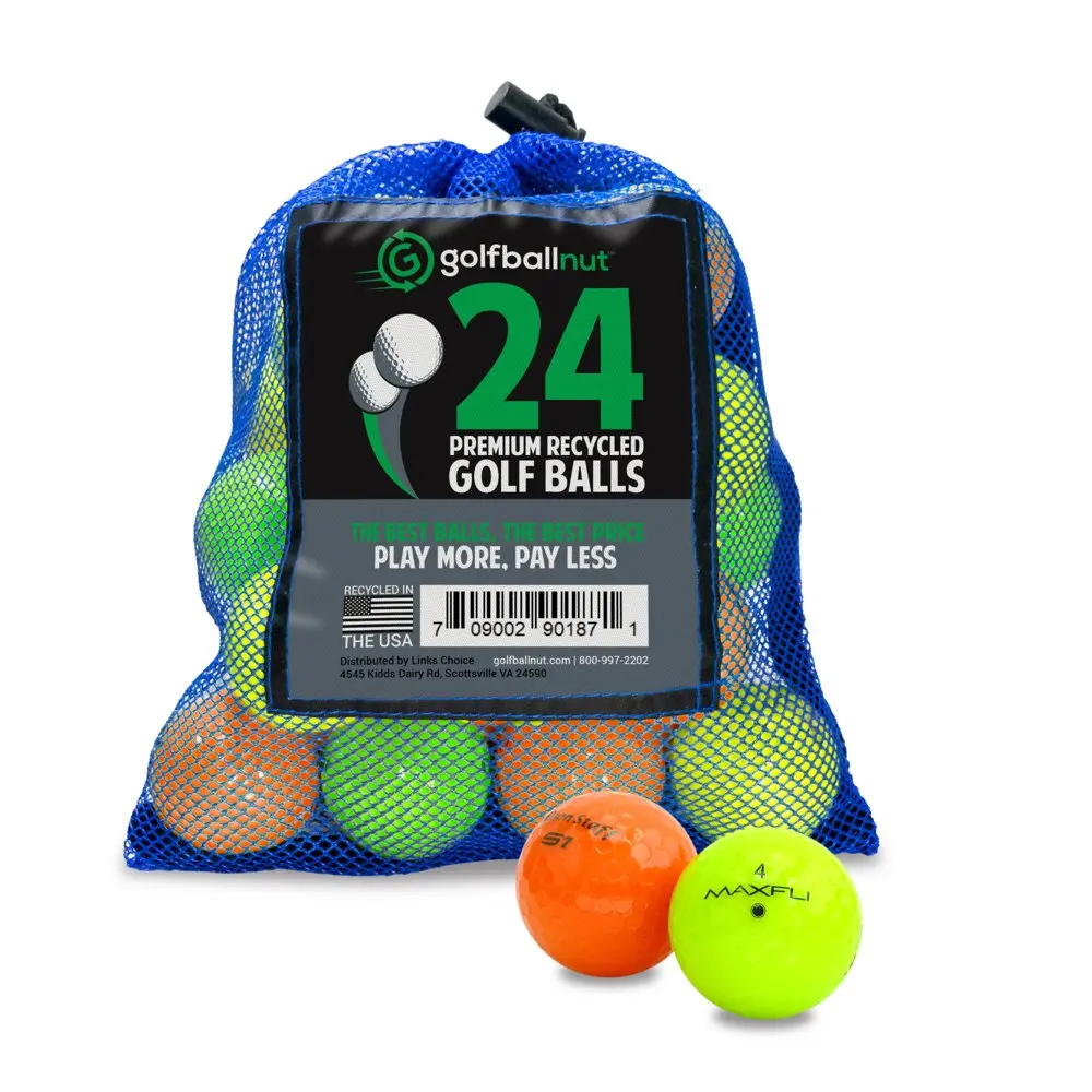 

GolfBall Nut Bulk Mixed Near Mint Used Recycled Golf Balls Mesh Bag Included 24