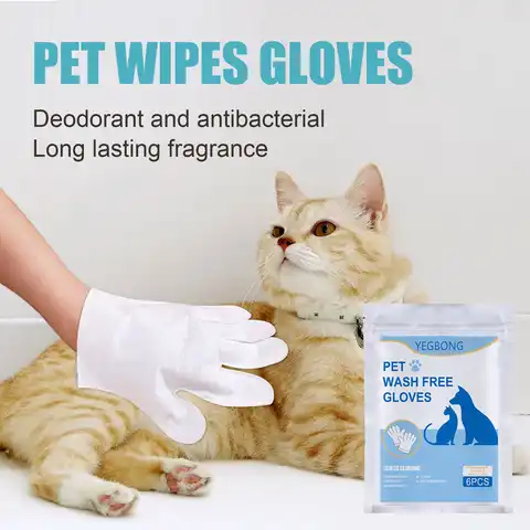 Одноразовые чистящие перчатки для домашних животных, 6 шт., не требующие мытья, для кошек и собак, товары для спа-ванны, массажные нетканые са...