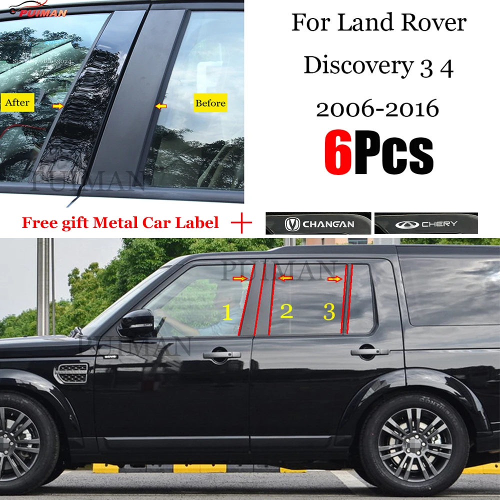 

6PCS Polished Pillar Posts Fit For Land Rover Discovery 3 4 L319 LR3 LR4 2006 - 2016 Window Trim Cover BC Column Sticker