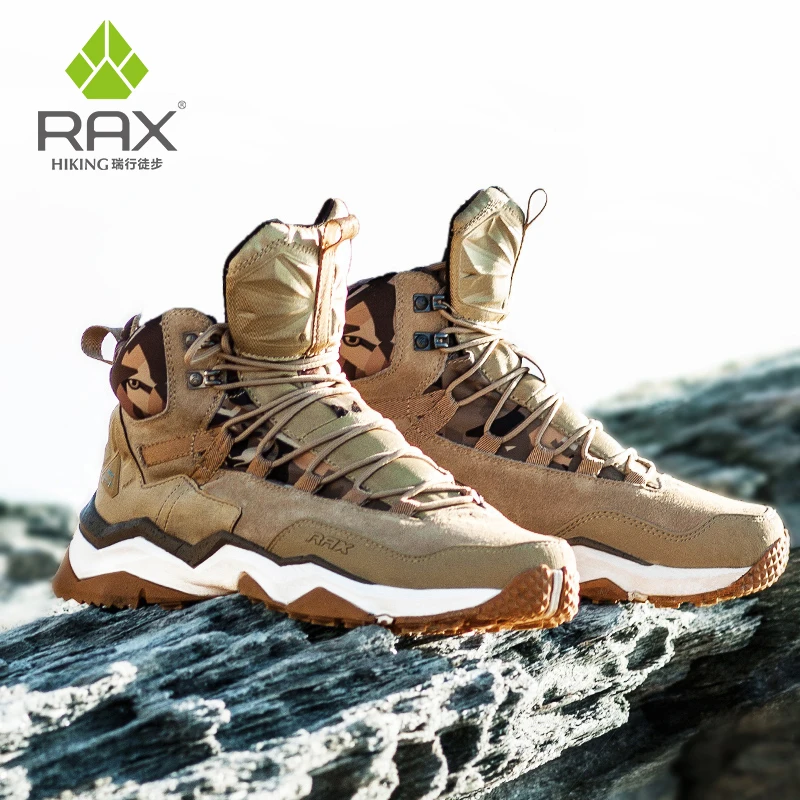 

RAX Men Hiking Shoes Mid-top Waterproof Outdoor Sneaker Men Leather Trekking Boots Trail Camping Climbing Hunting Sneakers Women