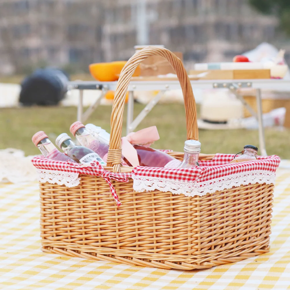 

Fruit Basket Handle Seagrass Weave Woven Baskets Storage Lid Handmade Wicker Shelf White Rustic Weeding Flower Lace