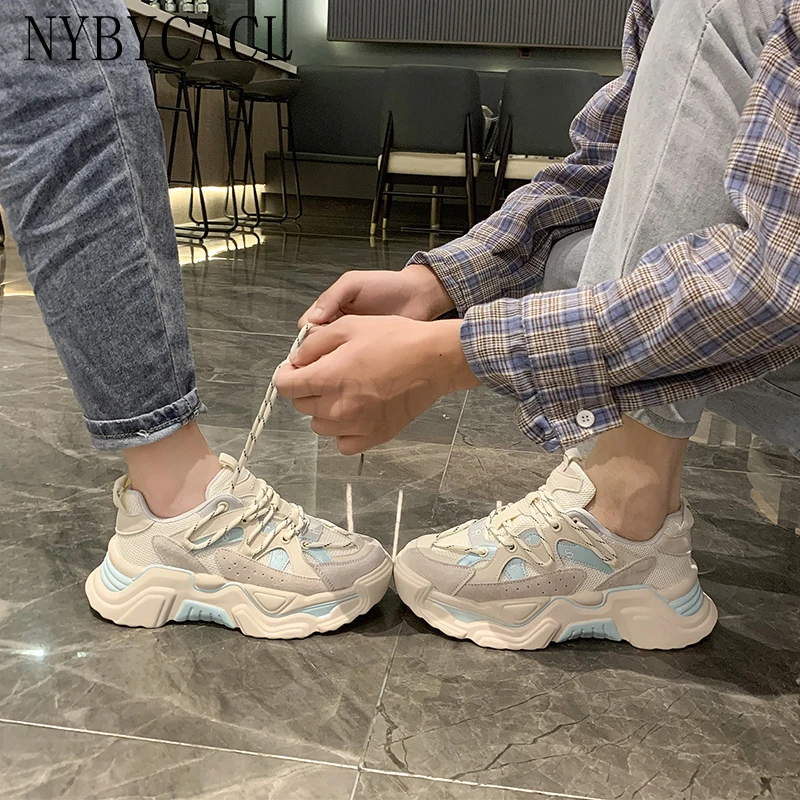 

Spring and Fall Women Shoes Chunky Sneakers for Female Couple Shoes Size 35-44 Vulcanize Shoes Casual Beige Platform Sneakers