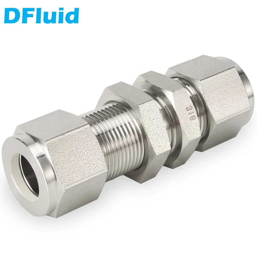316 Tube Fitting Bulkhead Union 1/8" 1/4" 3/8" 1/2" inch 3 4 6 8 12 mm Tube Connector 3000psig Stainless Steel replace Swagelok