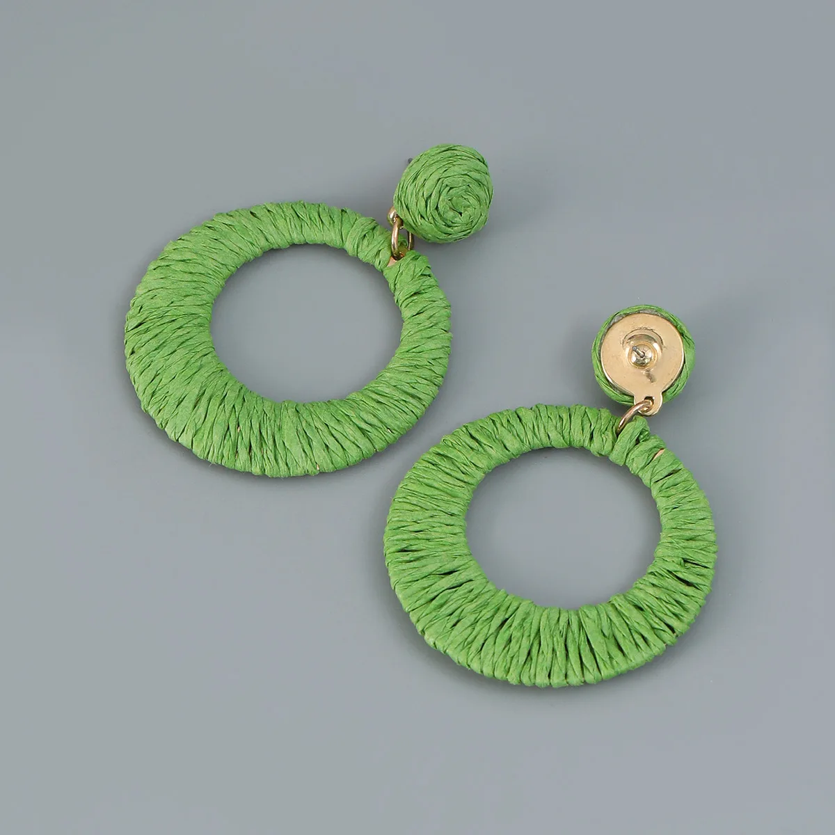 Bohemian Hand-weave Round Raffia Earrings for Women Exaggerate Big Dangle Earrings 2023 Trend Summer Jewelry Pendientes mujer