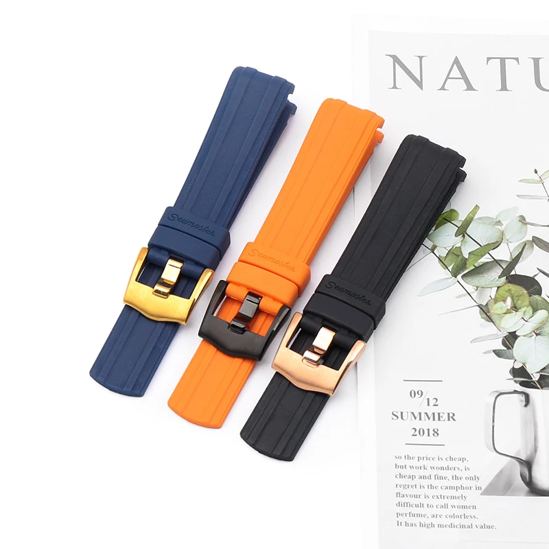 

Watch Accessories Suitable for Omega New Seahorse 300 rubber watch strap Marine Universe 007 AT 150 Men Silicone 20 22mm