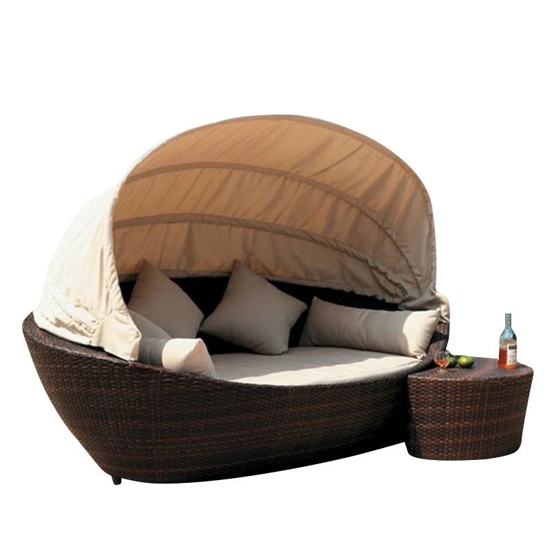 Outdoor rattan bed, courtyard balcony, lounge chair, curved rattan woven swimming pool, hotel creative club, beach chair